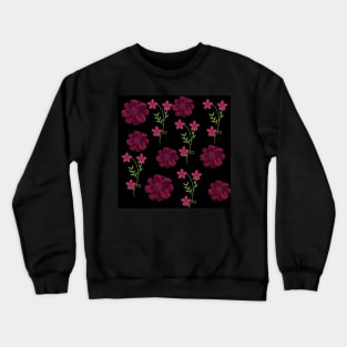 Black,purple floral print Crewneck Sweatshirt